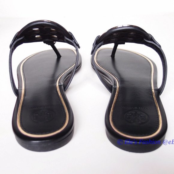 NIB Tory Burch Metal Miller Leather Thong Sandal BLACK 7 7.5 8 8.5 9 9.5 AUTHNT - Picture 14 of 16